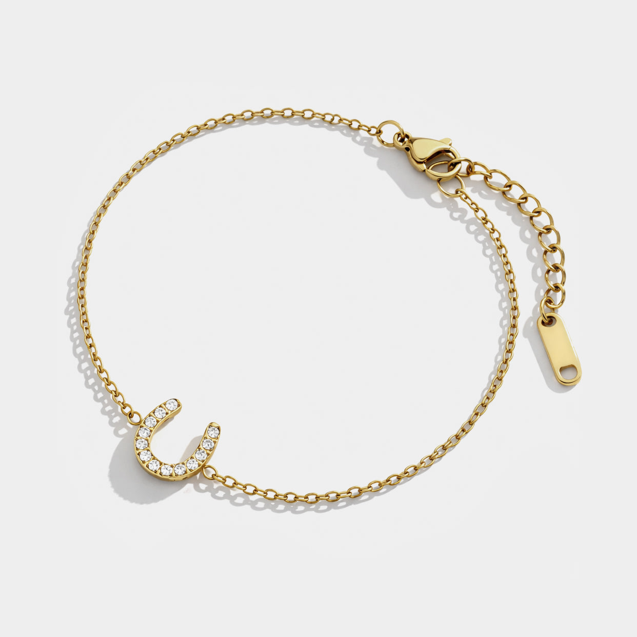 Horseshoe golden bracelet in stainless steel & cubic zirconia - SF253B026GL