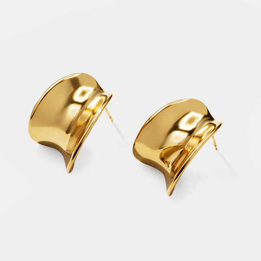 Curved golden earrings in stainless steel - SF253E001GL