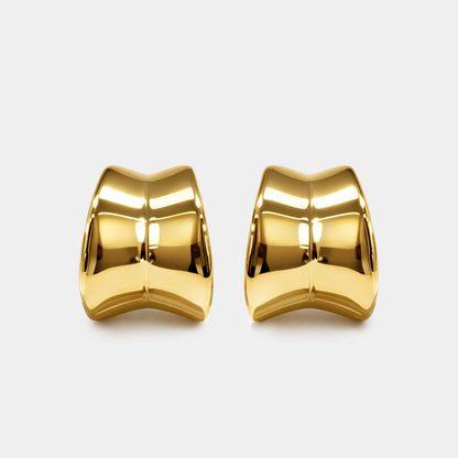 Curved golden earrings in stainless steel - SF253E001GL