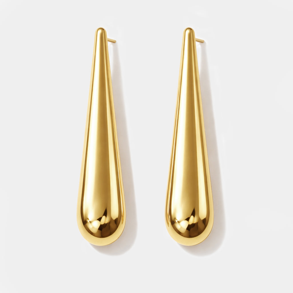 Boucles d'oreilles dorées allongées en acier inoxydable - SF253E002GL