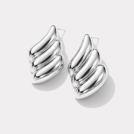 Wavy silvered earrings in stainless steel - SF253E003SL