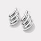 Boucles d'oreilles argentées ondulées en acier inoxydable - SF253E003SL