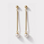Long golden earrings in stainless steel with pearl - SF253E004GL