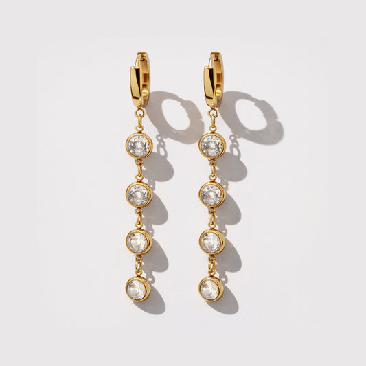 Golden earrings in stainless steel with cubic zirconia pendant - SF253E005GL