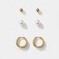 Set of golden earrings in stainless steel & pearls - SF253E006GL