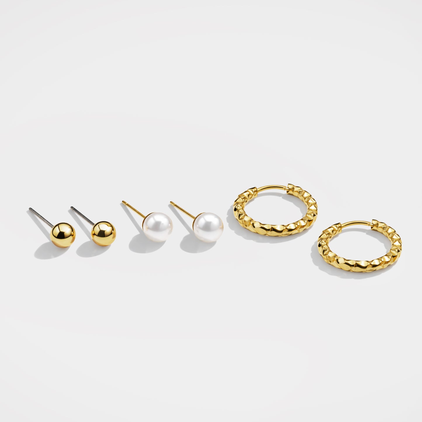 Set of golden earrings in stainless steel & pearls - SF253E006GL
