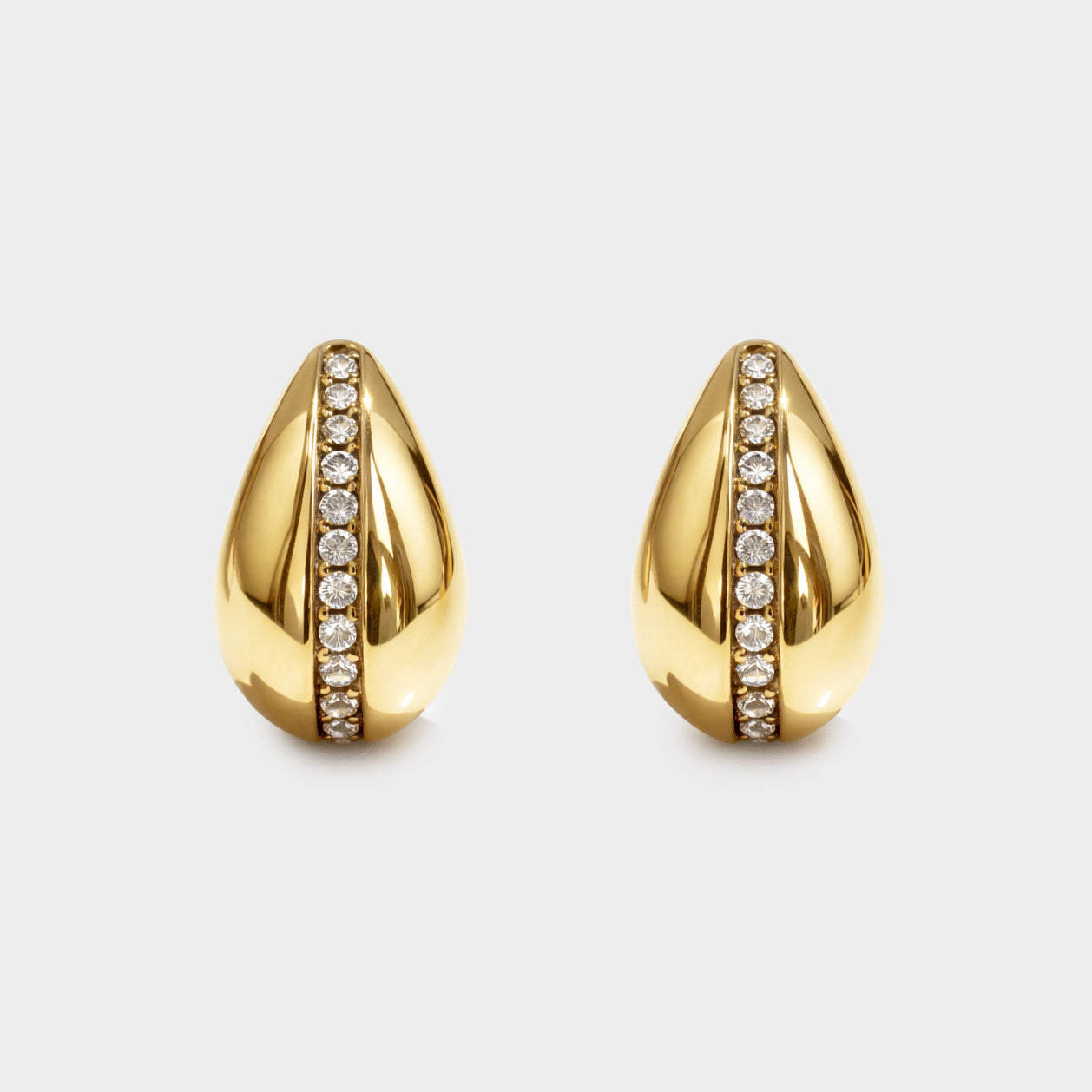 Boucles d'oreilles dorées en acier inoxydable avec rang de zircons cubiques - SF253E007GL