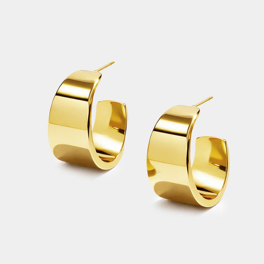 Large golden hoop earrings in stainless steel - SF253E008GL