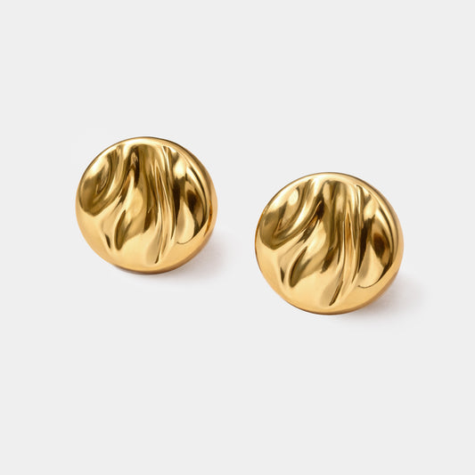 Wavy golden circle earrings in stainless steel - SF253E010GL