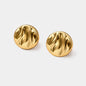 Boucles d'oreilles dorées cercles ondulés en acier inoxydable - SF253E010GL