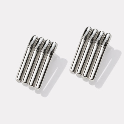 Boucles d'oreilles plaque argentée texturée en acier inoxydable - SF253E013SL