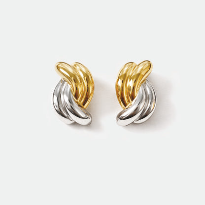 Two tone twisted earrings in stainless steel - SF253E014MM