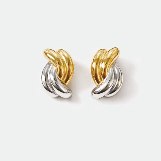 Two tone twisted earrings in stainless steel - SF253E014MM