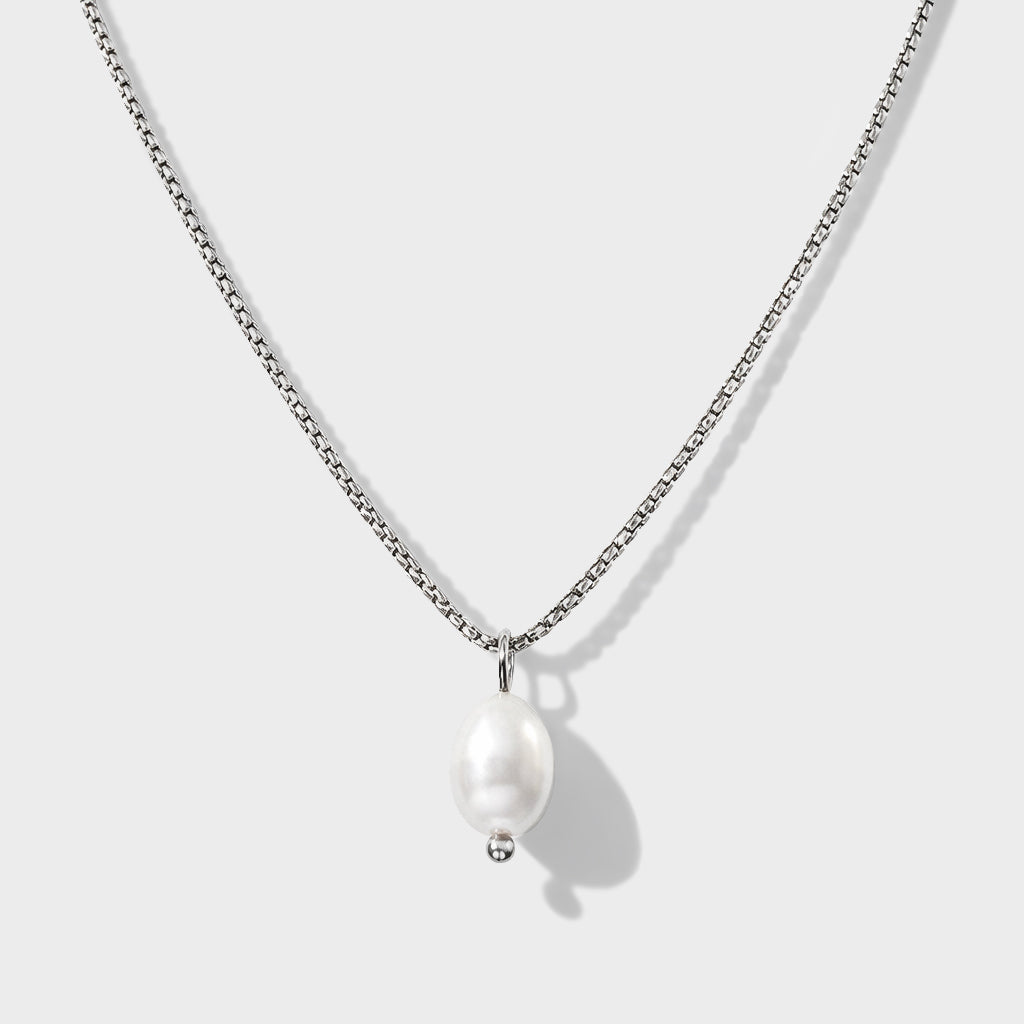 Collier argenté en acier inoxydable breloque perle - SF253N021SL