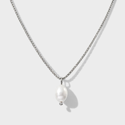 Collier argenté en acier inoxydable breloque perle - SF253N021SL