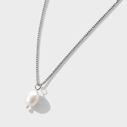 Collier argenté en acier inoxydable breloque perle - SF253N021SL