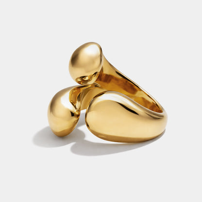 Large three branches golden ring in stainless steel - SF253R029GL