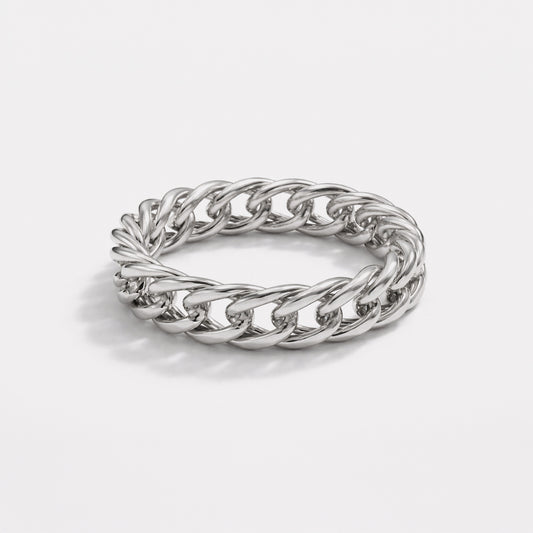 Silvered mesh ring in stainless steel - SF253R031SL