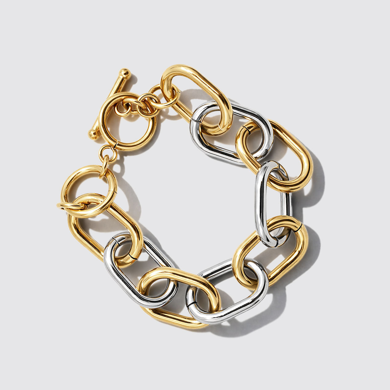 Two-Tone Large Mesh Bracelet in Stainless Steel