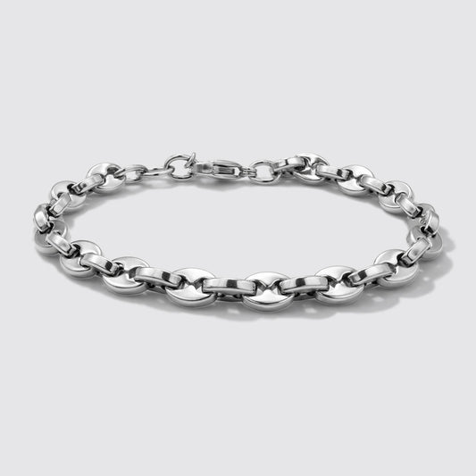 Silvered Bracelet Mariner Links in Stainless Steel