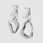 Silvered Triple Organic Hoop Drop Earrings Stainless Steel