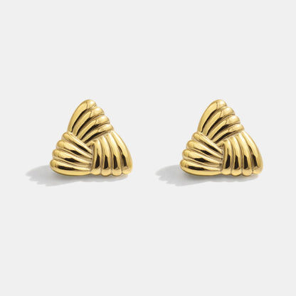 Golden Textured Triangle Earrings Stainless Steel