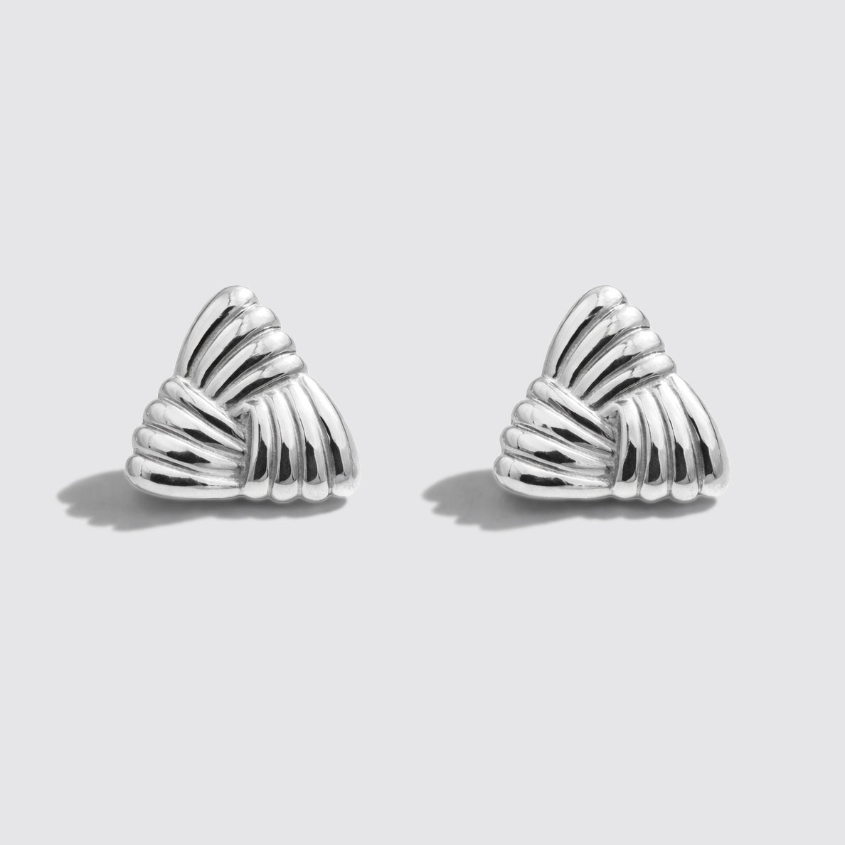 Silvered Textured Triangle Earrings Stainless Steel