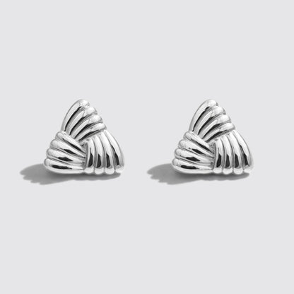 Silvered Textured Triangle Earrings Stainless Steel