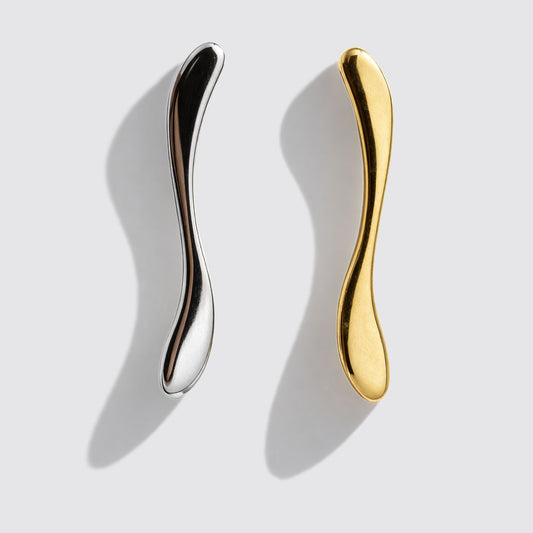Long Wavy Two-Tone Earrings Stainless Steel