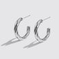 Silvered Twisted Hoop Earrings Stainless Steel