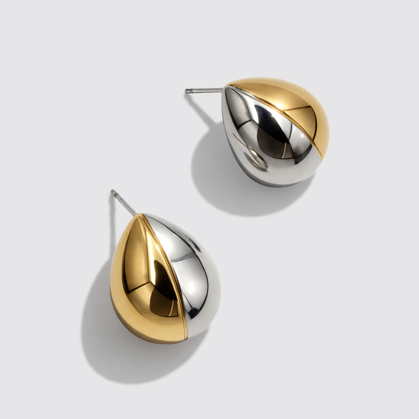 Two-Tone Drop-Shaped Earrings in Stainless Steel