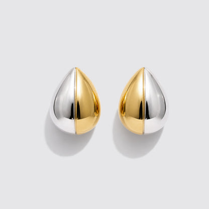 Two-Tone Drop-Shaped Earrings in Stainless Steel