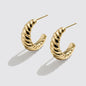 Golden Textured Hoop Earrings in Stainless Steel