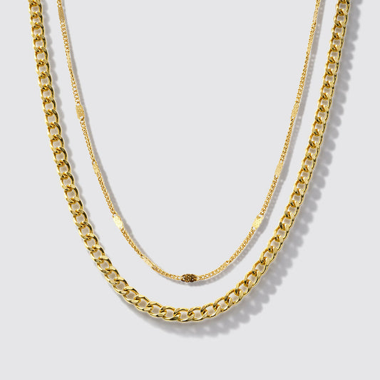 Two-Row Golden Necklace in Stainless Steel