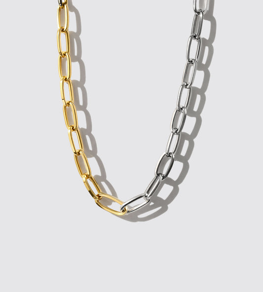 Two-Tone Large Mesh Necklace in Stainless Steel