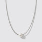 Silvered Snake Mesh Necklace in Stainless Steel with Pearl