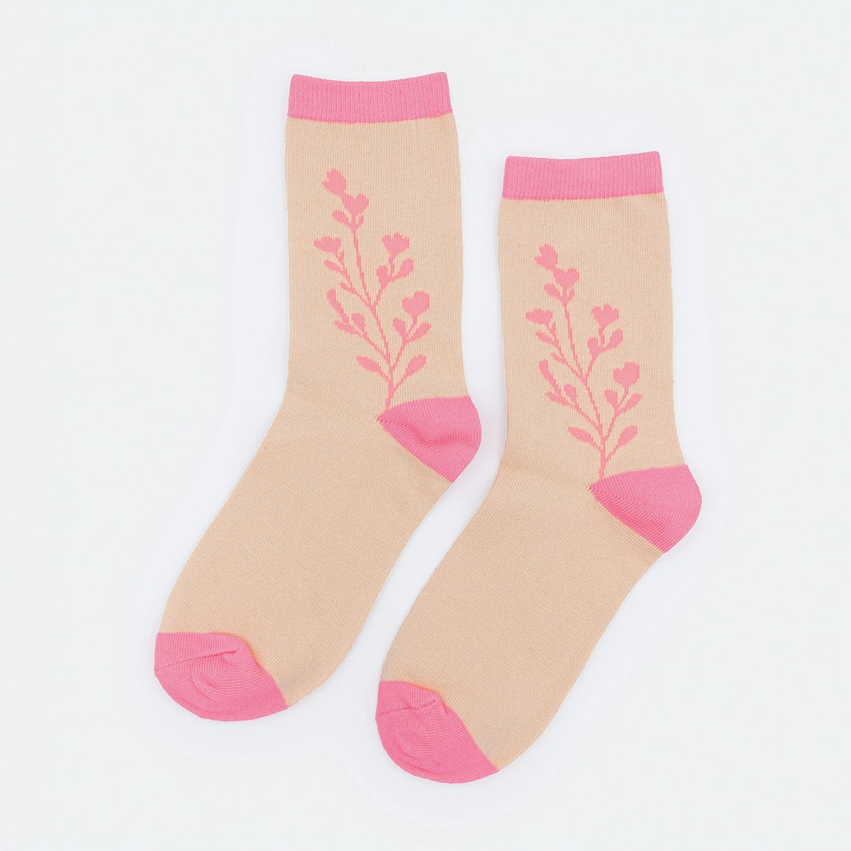 Bas beiges & rose pâle avec longue grappe de fleurs - SO253-001PK