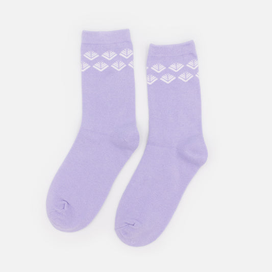 SO253-010PP - Lilac socks with white pattern