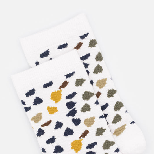 White socks with multicolored terrazzo pattern - SO253-024MM
