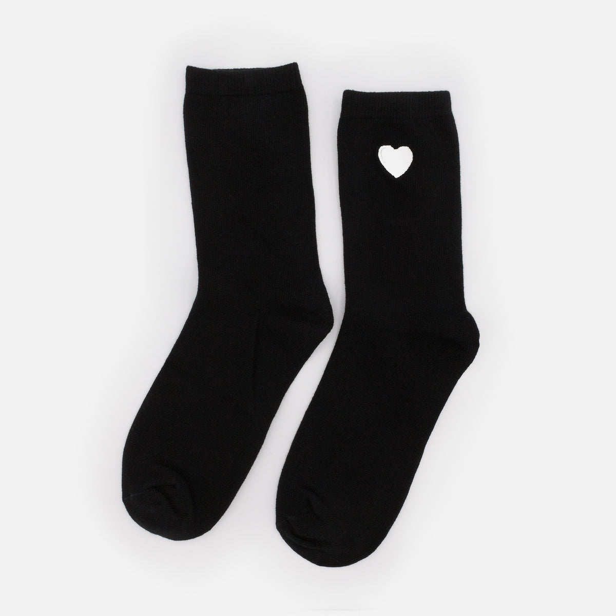 Bas noirs avec broderie cœur blanc - SO253-028BK
