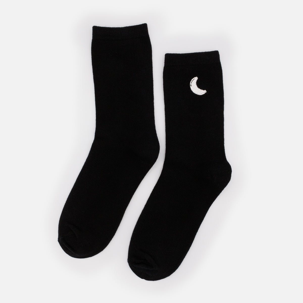 Black socks with white crescent moon embroidery - SO253-029BK