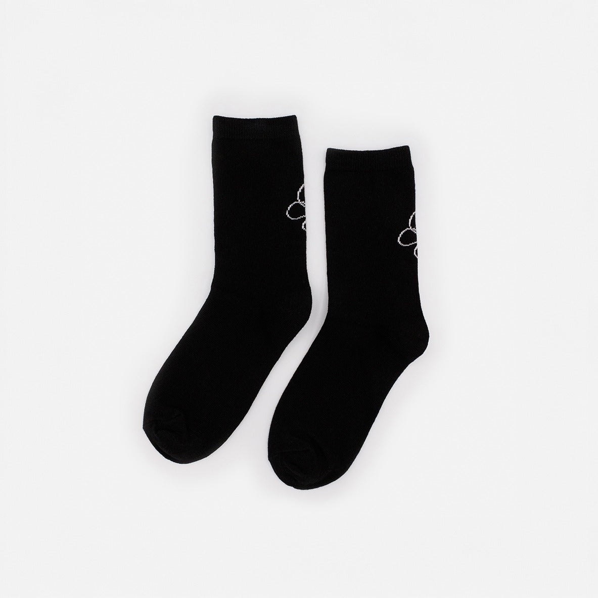 Black socks with white butterfly print - SO253-030BK