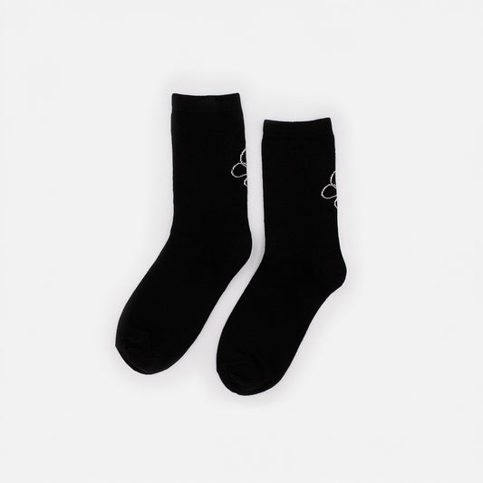 Black socks with white butterfly print - SO253-030BK