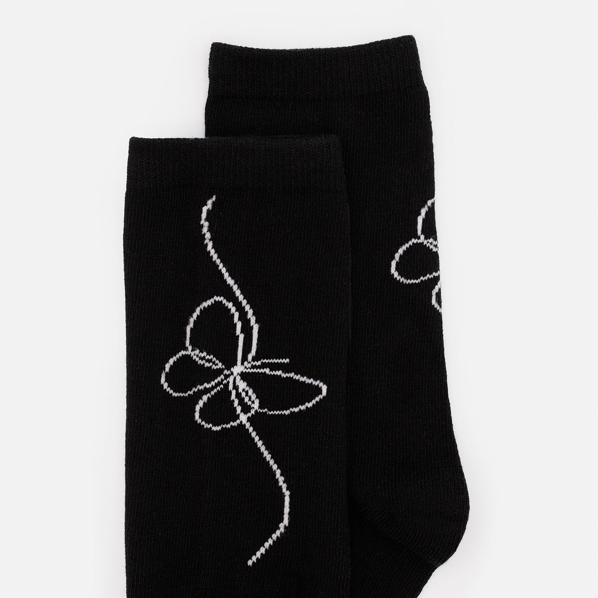 Black socks with white butterfly print - SO253-030BK