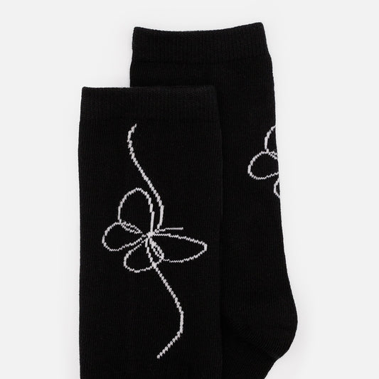 Black socks with white butterfly print - SO253-030BK