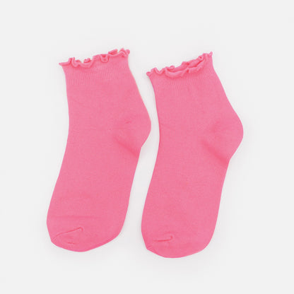 Pale pink ankle socks with wavy border - SO253-032PK