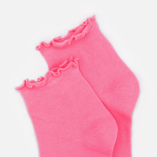 Pale pink ankle socks with wavy border - SO253-032PK