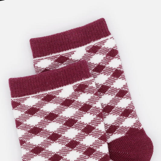 Mini white & burgundy plaid socks - SO253M001BU