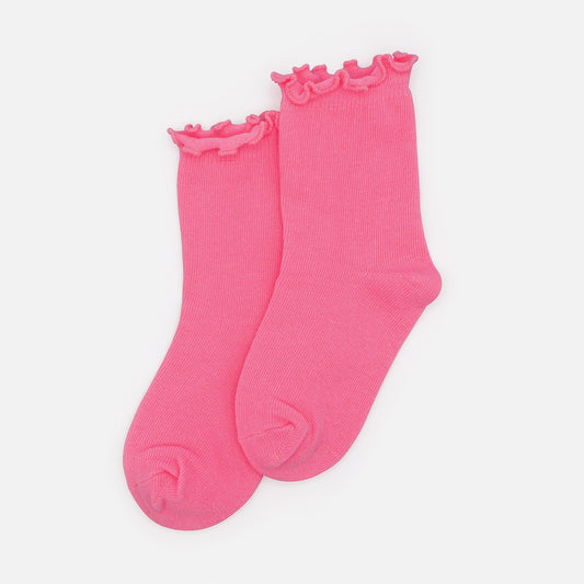 Mini pale pink ankle socks with wavy border - SO253M002PK
