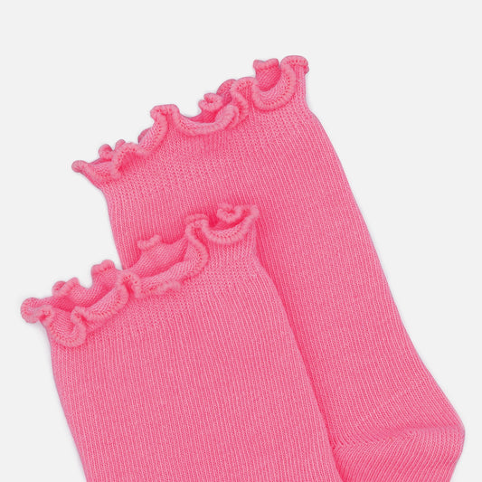 Mini pale pink ankle socks with wavy border - SO253M002PK
